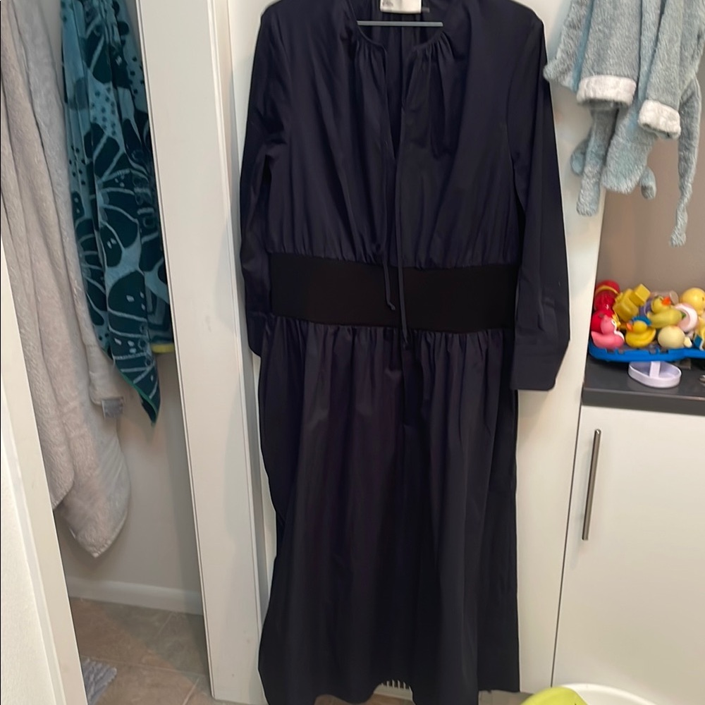 Tory Burch Black Bishop Sleeve V-Neck Sundress
